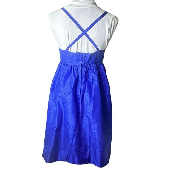 New J.Crew 100% Silk Royal Blue Taffeta Ballerina Dress Empire Waist Size 6 - Picture 4 of 8